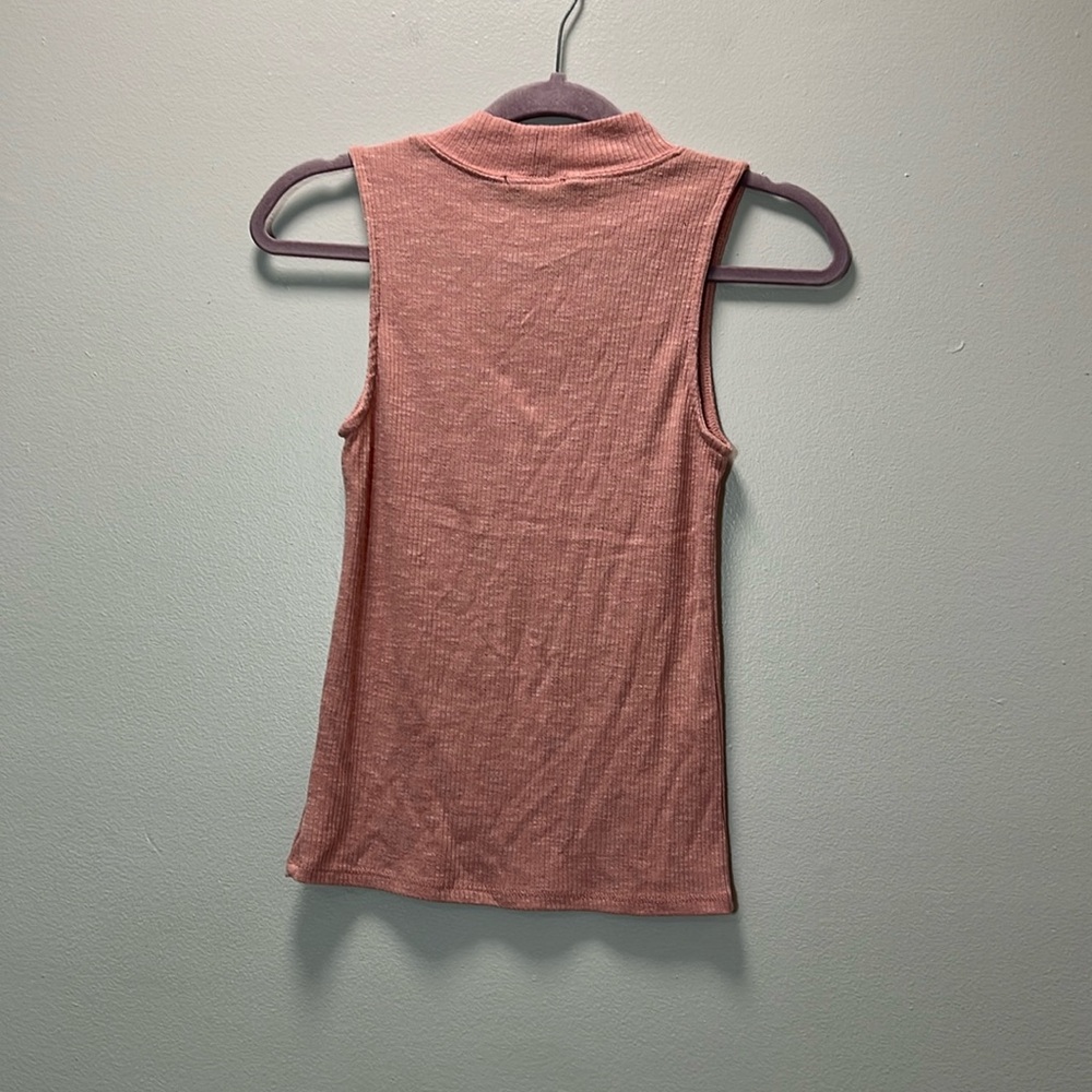 Pink Tank Top - Ribbed Mock Neck - Racerback Fit - Picture 8 of 13